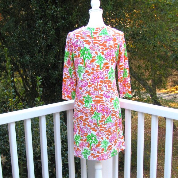 Barbara Gerwit Vintage Flamingo v neck dress casual work office Medium - Picture 5 of 7